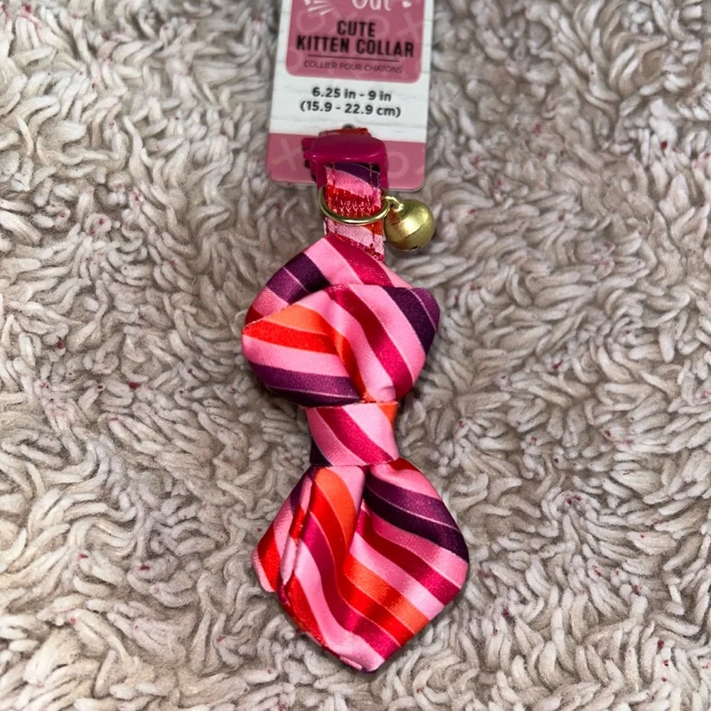 Whisker City Love Going Out Striped Bow Kitten Collar